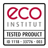 Sigillo di qualità dell’eco-INSTITUT per i prodotti privi di sostanze nocive.